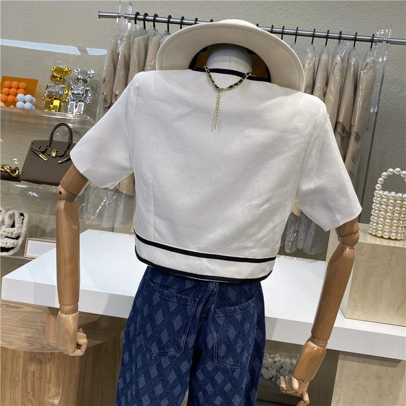 Women Fashion Round Neck Blouses Short Sleeve Solid Color Shirt Female Contrast Color Top Fashion
Women Fashion Round Neck Blouses Short Sleeve Solid Color Shirt Female Contrast Color Top Fashion