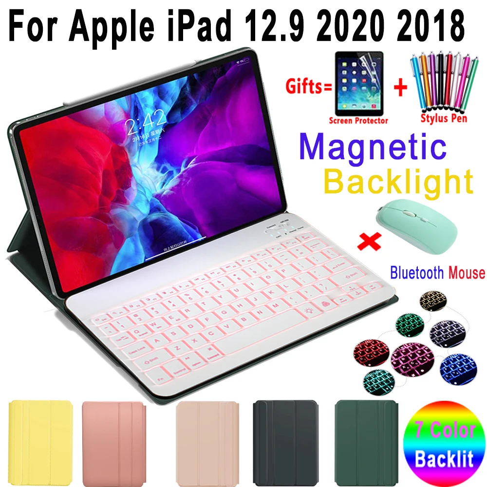 Backlit Keyboard Case With Wireless Mouse For Apple iPad 12.9 2020 2018 A1895 A1983 A2032 Slim Magnetic Cover Keyboard Mice
Backlit Keyboard Case With Wireless Mouse For Apple iPad 12.9 2020 2018 A1895 A1983 A2032 Slim Magnetic Cover Keyboard Mice