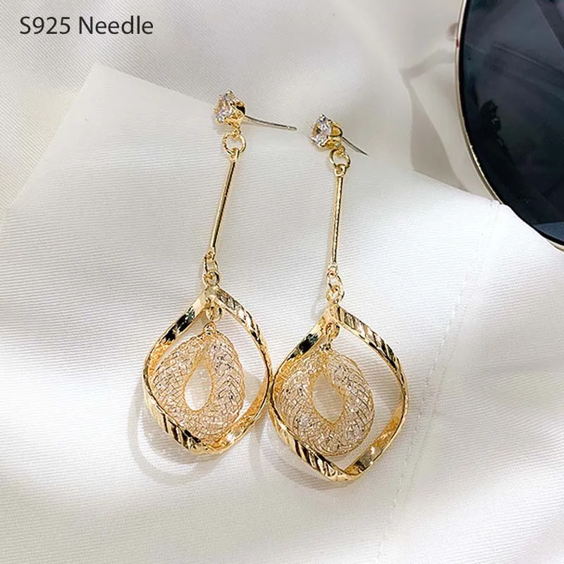 Real 925 Sterling Silver Needle Long Dangle Drop Earrings for Women Jewelry Fashion Gold Rhinestone CZ Female Earrings
Real 925 Sterling Silver Needle Long Dangle Drop Earrings for Women Jewelry Fashion Gold Rhinestone CZ Female Earrings