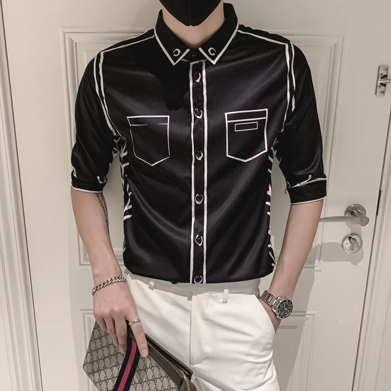 Black/White Spring Summer New Half Sleeve Tuxedo Shirts For Men Clothing 2022 Simple Slim Fit Casual Blouse Homme Streetwear Hot
Black/White Spring Summer New Half Sleeve Tuxedo Shirts For Men Clothing 2022 Simple Slim Fit Casual Blouse Homme Streetwear Hot