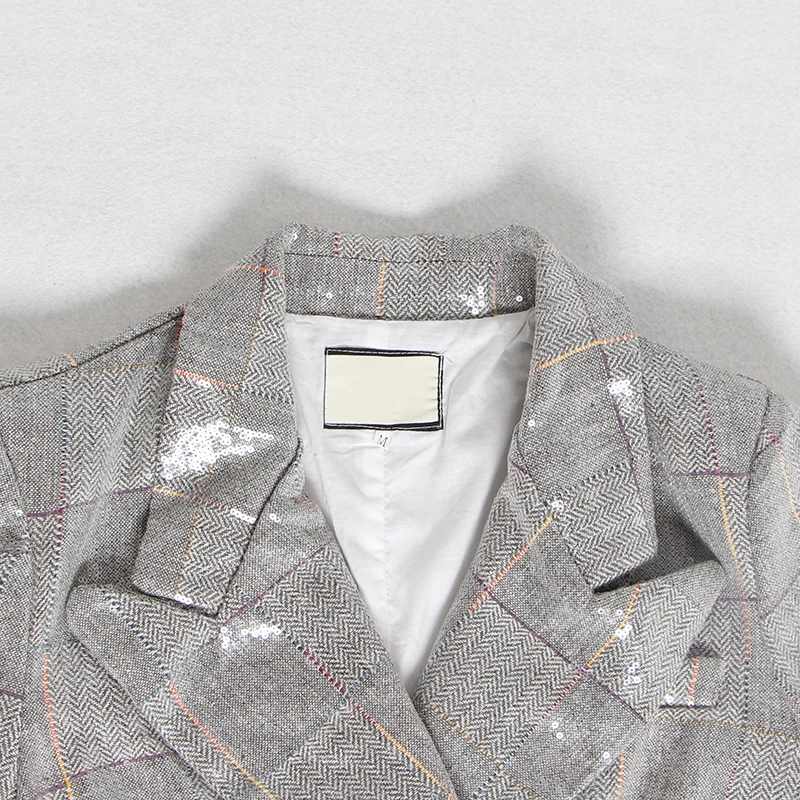 Women Blazer Feminino Double Breasted Plaid Sequin Suit Blazer Women 2019 Fall High Street
Women Blazer Feminino Double Breasted Plaid Sequin Suit Blazer Women 2019 Fall High Street