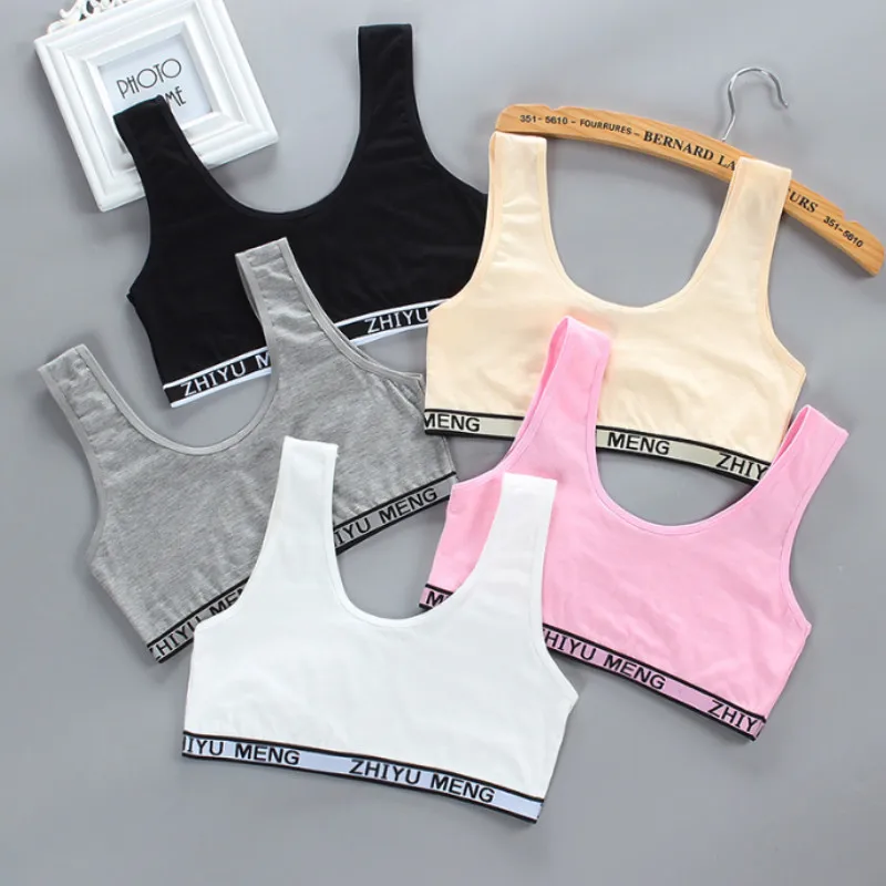 

Summer Girl Training Soft Brassiere Girl Sport Bras For Teen Girls Letter Children Topic For Teenagers Vest Linen