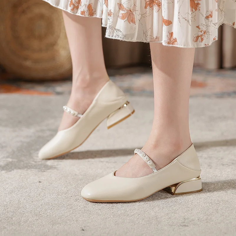 Mary Jane Women's Shoes 2021 New Spring And Summer French Shoes Soft Flat Mid-high Heel Leather Shoes Pearl Buckle Women's Shoes
Mary Jane Women's Shoes 2021 New Spring And Summer French Shoes Soft Flat Mid-high Heel Leather Shoes Pearl Buckle Women's Shoes