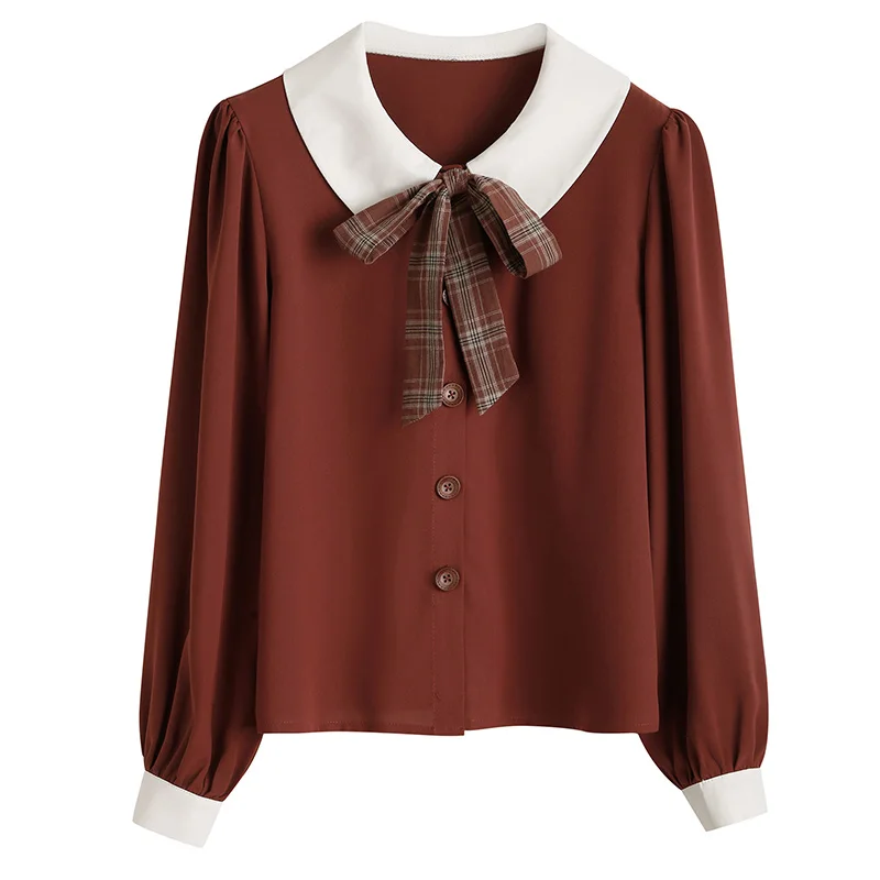 Korejepo Women Shirt 2021 Autumn New French Retro Red Peter Pan Collar Long-sleeved Puff Sleeve Bow Tie Blouse Temperament Shirt
Korejepo Women Shirt 2021 Autumn New French Retro Red Peter Pan Collar Long-sleeved Puff Sleeve Bow Tie Blouse Temperament Shirt