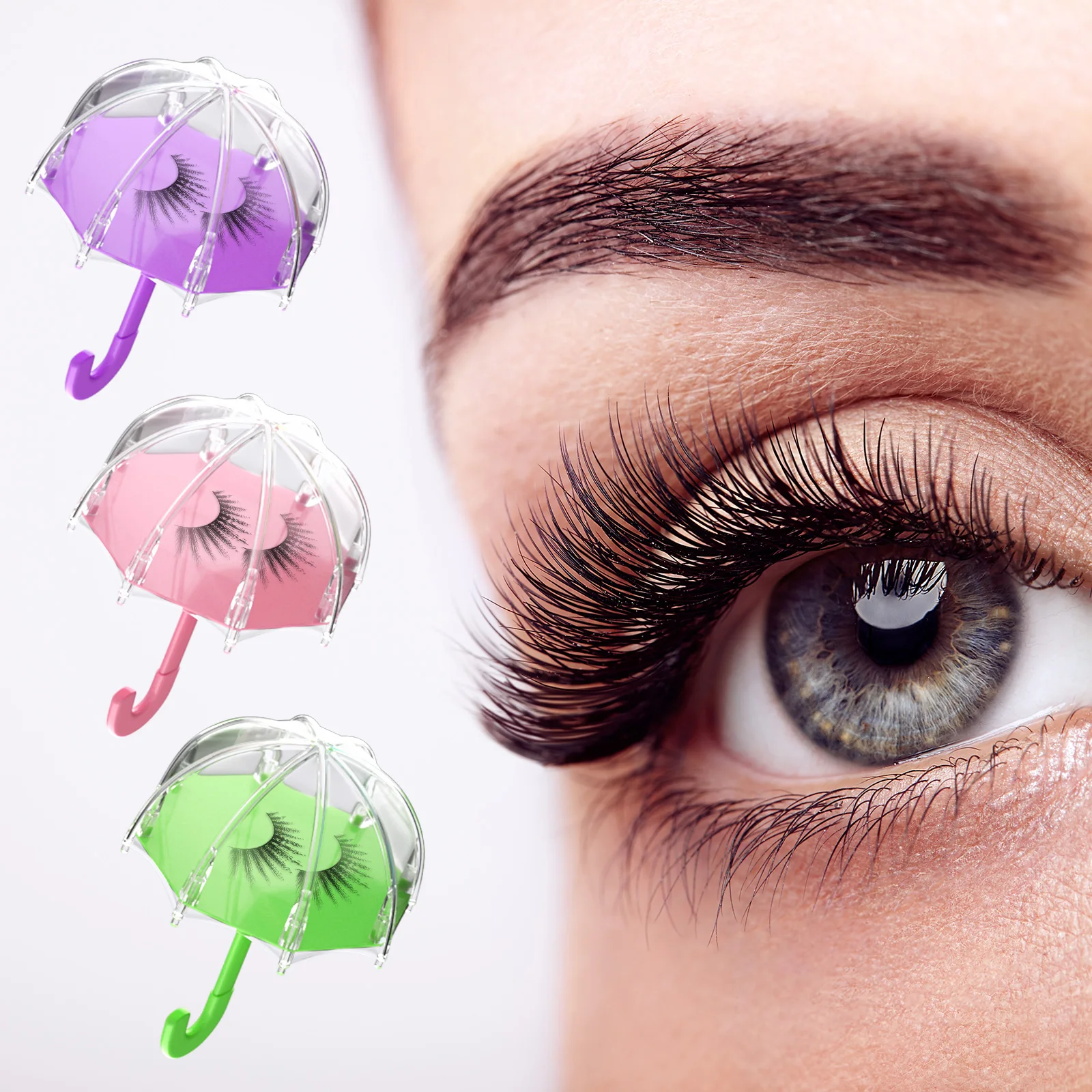 Plastic Portable Fake Eyelash Storage Box Clear Umbrella Shape Eyelash Packaging Case Candy Color Lash Storage Container Boxes
Plastic Portable Fake Eyelash Storage Box Clear Umbrella Shape Eyelash Packaging Case Candy Color Lash Storage Container Boxes