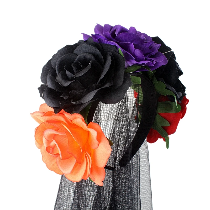 Day of Dead Headband Bride Veil Fancy Dress Costume Halloween Accessories Christmas Tiara Women Party Black Rose Flower Crown
Day of Dead Headband Bride Veil Fancy Dress Costume Halloween Accessories Christmas Tiara Women Party Black Rose Flower Crown