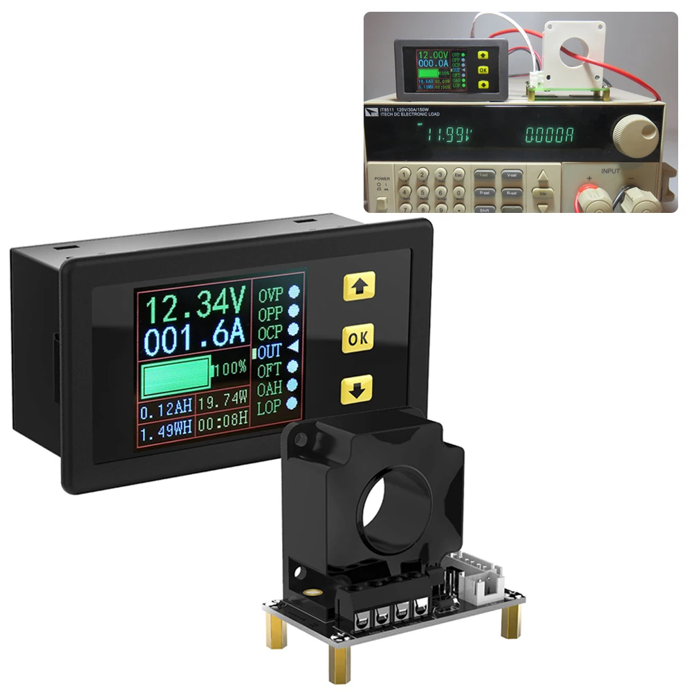 

Digital DC Multimeter 0-90V 0-100A Voltmeter Ammeter Power Capacity Time Meter Monitor,Charge-Discharge Battery Tester VAC9010H