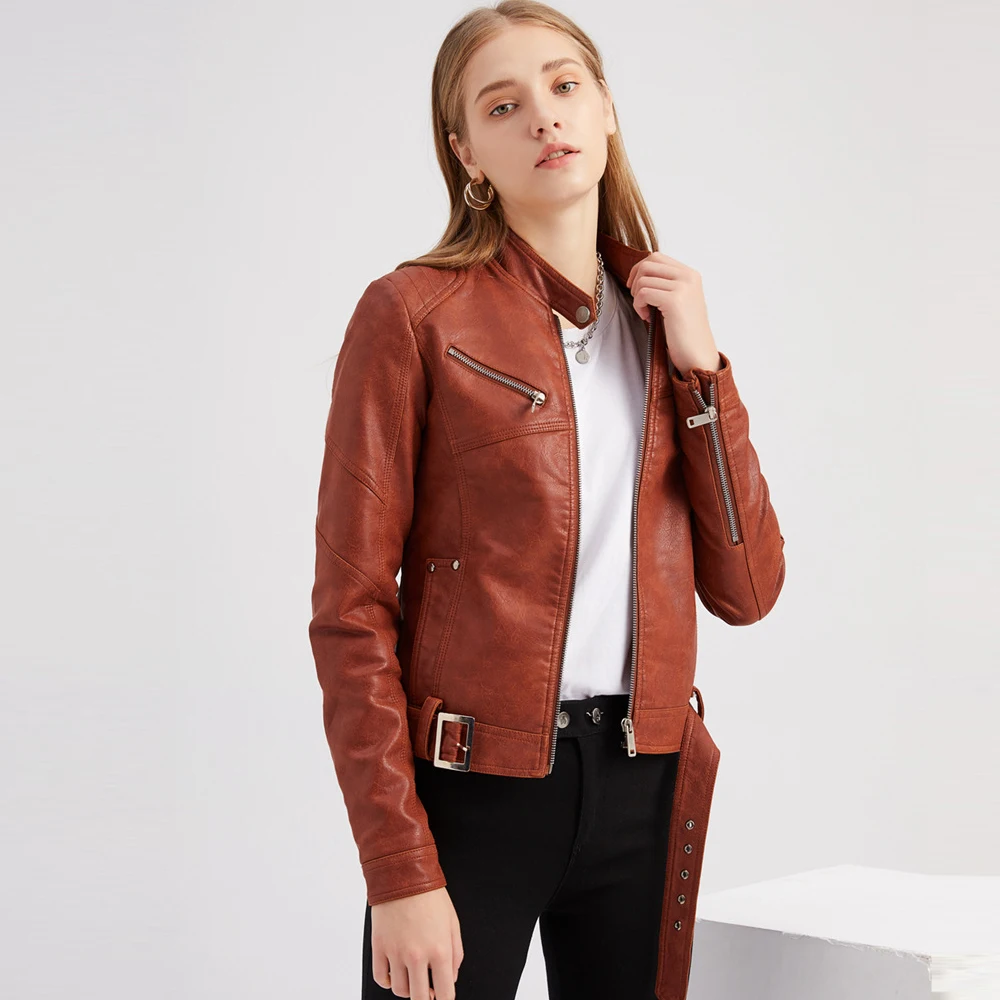 2021 Sping Autumn Faux Leather Letter Imprint Jackets Women Slim Stand Neck Belt Short Motorcycle Jacket Female PU Outerwear
2021 Sping Autumn Faux Leather Letter Imprint Jackets Women Slim Stand Neck Belt Short Motorcycle Jacket Female PU Outerwear