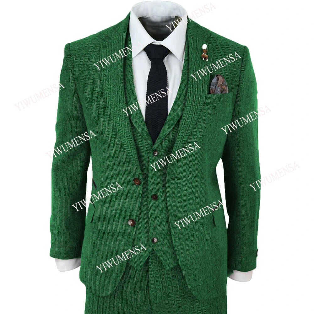 Classic Green Tweed Tailor-Made Suits For Business Men's Tuxedos Herringbone 3 Pieces Set Jacket+Vest+Pants Slim Fit Blazer 2021
Classic Green Tweed Tailor-Made Suits For Business Men's Tuxedos Herringbone 3 Pieces Set Jacket+Vest+Pants Slim Fit Blazer 2021
