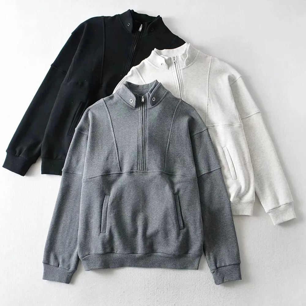Pure cotton loose sports jacket women loose street running tops retro half zipper stand-up collar fitness sweater outdoor top
Pure cotton loose sports jacket women loose street running tops retro half zipper stand-up collar fitness sweater outdoor top
