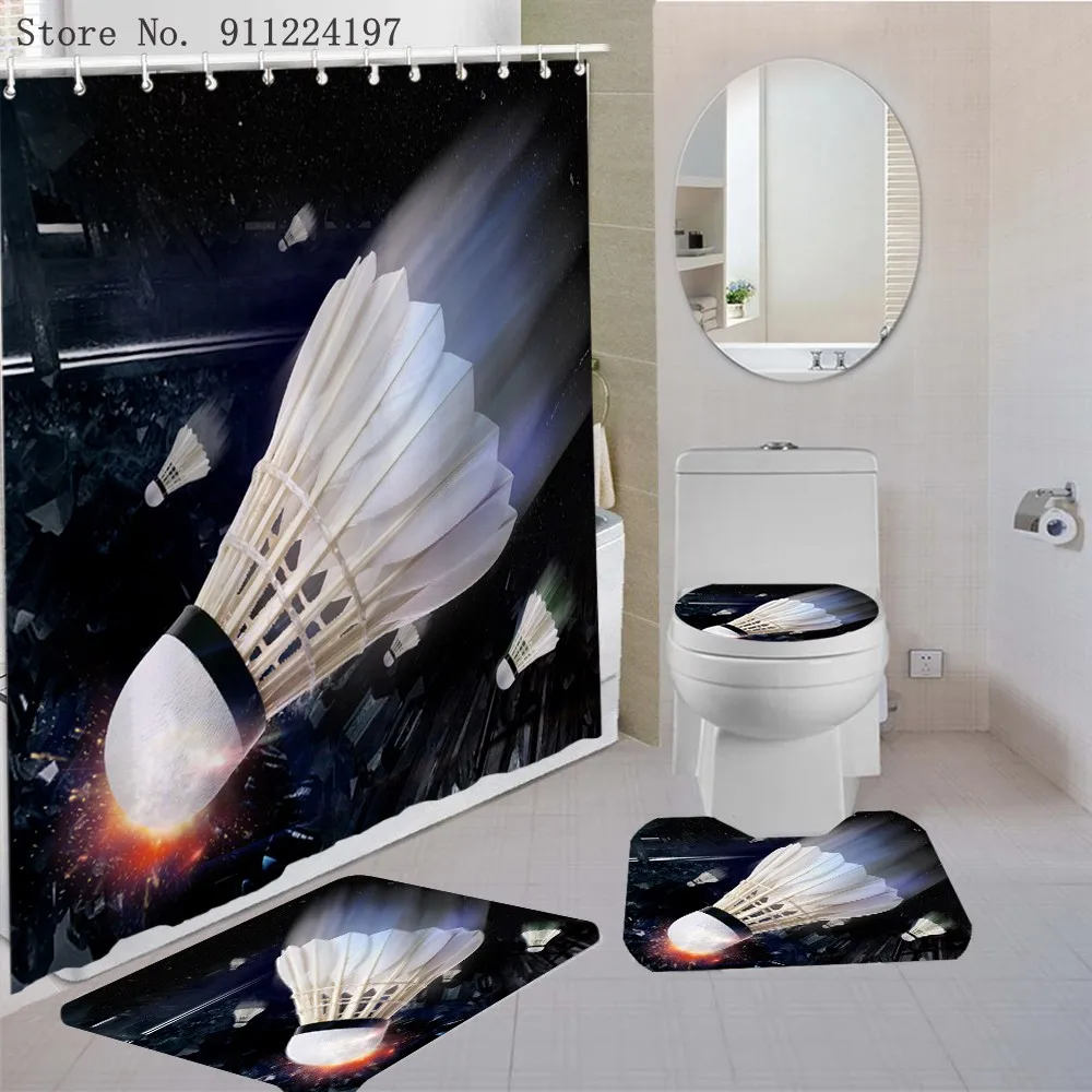Sports 3d Printing Bathroom Four-Piece Waterproof Badminton Washable Curtain Non-Slip Carpet Toilet Cover Bath Mat Home Decor
Sports 3d Printing Bathroom Four-Piece Waterproof Badminton Washable Curtain Non-Slip Carpet Toilet Cover Bath Mat Home Decor