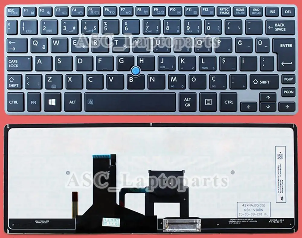 

New Turkish Türkçe klavye Keyboard for Toshiba Portege Z30-A Z30-C Z30T-B Z30-B1320 R30-B Silver Frame Black, with BACKLIT