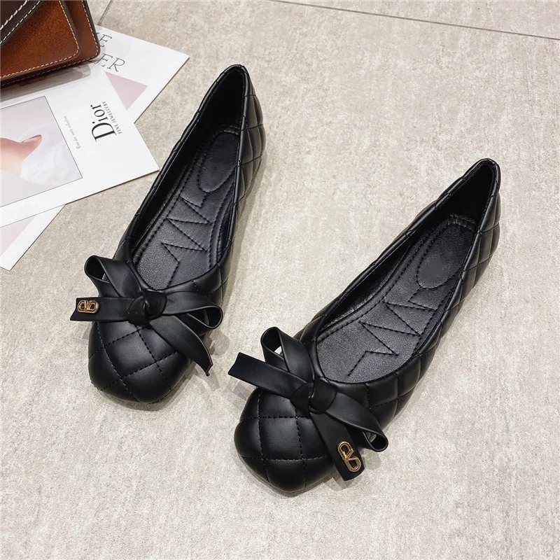 

Flat-bottomed Small Red Single Shoes Women's Shoes New Spring Bow Shallow Mouth Wedding Shoes Ballet Shoes Slip On Flats Loafer