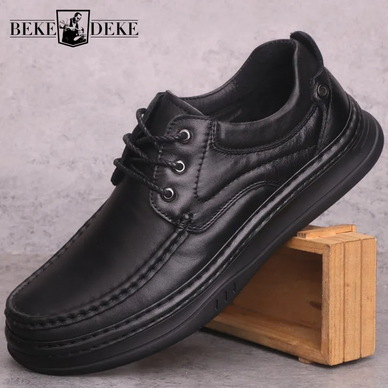 100% Genuine Leather Shoes Men Breathable Black Platform Sneakers Business Casual Shoes British Style Lace Up Driving Footwear
100% Genuine Leather Shoes Men Breathable Black Platform Sneakers Business Casual Shoes British Style Lace Up Driving Footwear