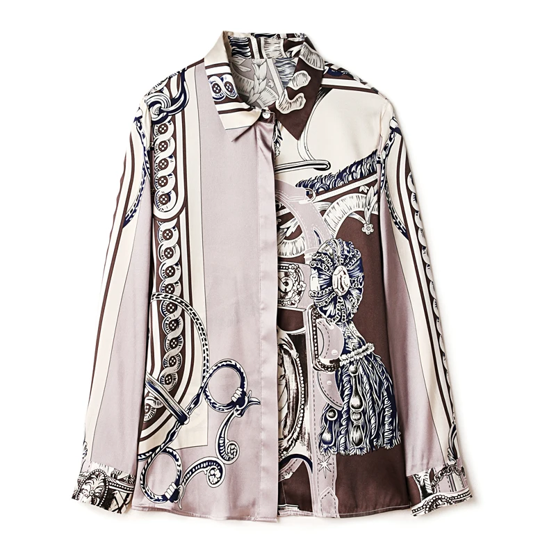 100% Silk Women's Shirt Turn Down Collar Long Sleeves Printed Fashion Casual High Street Blouse Tops
100% Silk Women's Shirt Turn Down Collar Long Sleeves Printed Fashion Casual High Street Blouse Tops