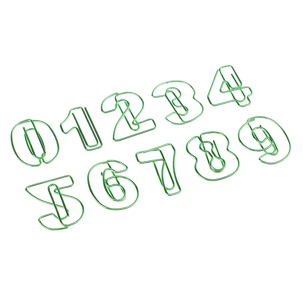 10Pcs Digits 0-9 Shaped Paper Clips Creative Clip Bookmarks Stationery Green 
10Pcs Digits 0-9 Shaped Paper Clips Creative Clip Bookmarks Stationery Green