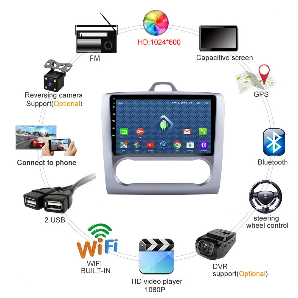 Автомобильная Мультимедийная система 4G full Netcom 2 + 32G android для Ford Focus 2006-2014 |