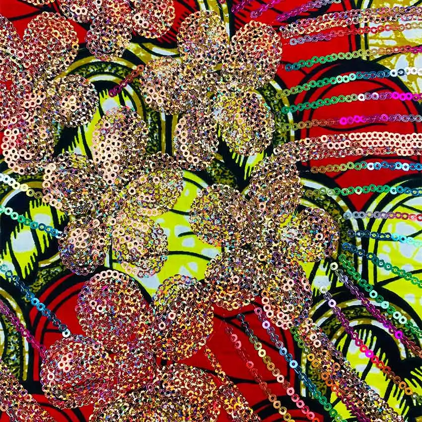 New Embroidery African real Wax Fabric with Sequin 6 Yards Pagne Wax Ankara Nigerian Cotton Textile Fabric YGB002
New Embroidery African real Wax Fabric with Sequin 6 Yards Pagne Wax Ankara Nigerian Cotton Textile Fabric YGB002