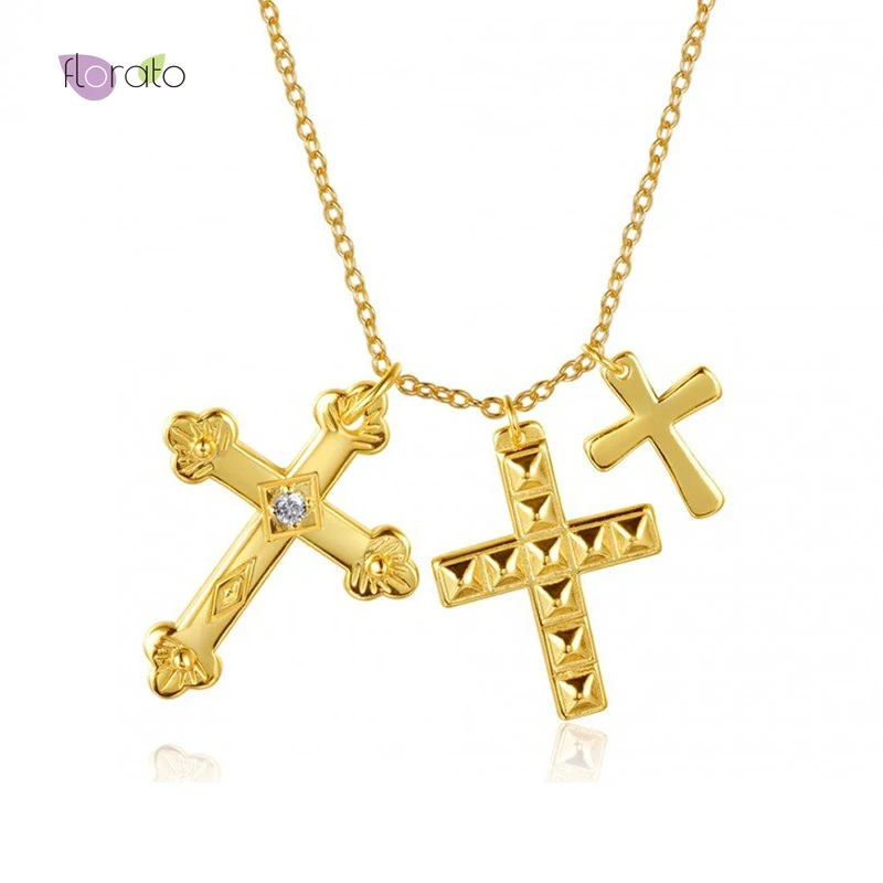 Minimalism Three Cross Pendant 925 Sterling Silver Charm Long Chain Necklace Fashion Fine For Women Jewelry Birthday Gift A30 | Украшения и