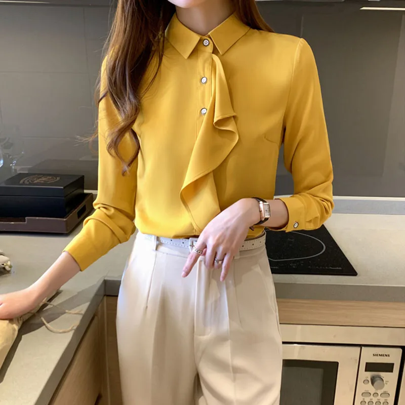 Office Lady Korean Fashion Ruffles Women's Shirt Spring Summer Long Sleeve Solid Design Blouse Ropa Mujer 2021 New Arrival
Office Lady Korean Fashion Ruffles Women's Shirt Spring Summer Long Sleeve Solid Design Blouse Ropa Mujer 2021 New Arrival