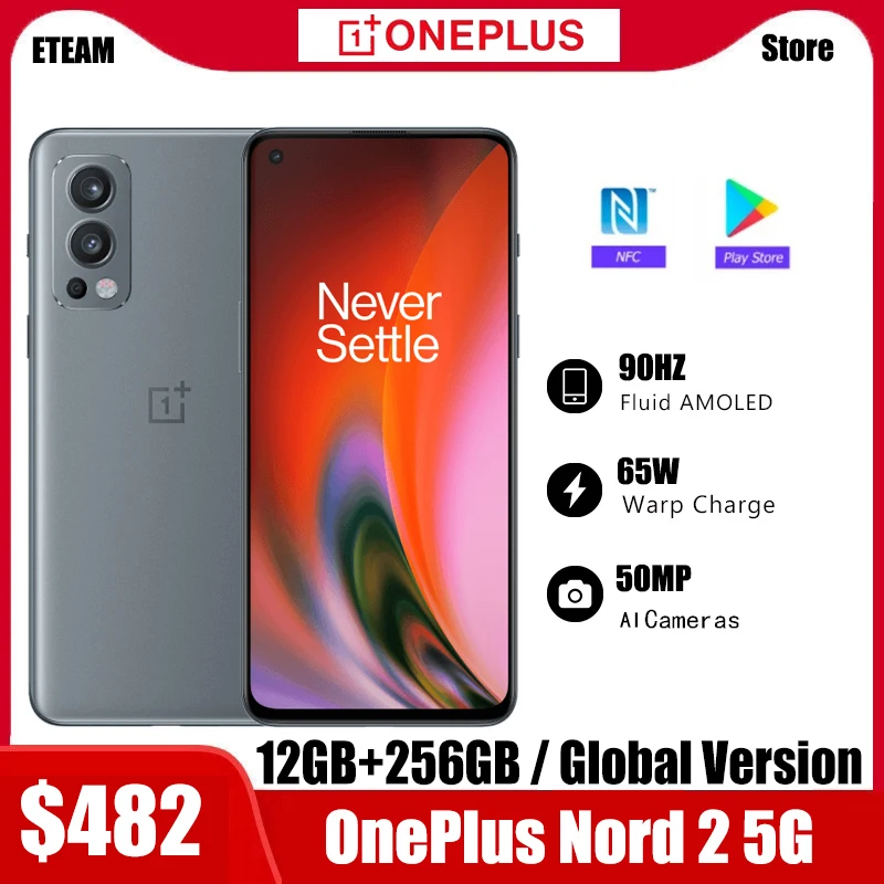 

Смартфон глобальная версия OnePlus Nord 2, регулировка яркости, 1200-AI, 12 Гб, 256 ГБ, камера 50 МП с ии, деформация заряда 65, 90 Гц, жидкий AMOLED дисплей