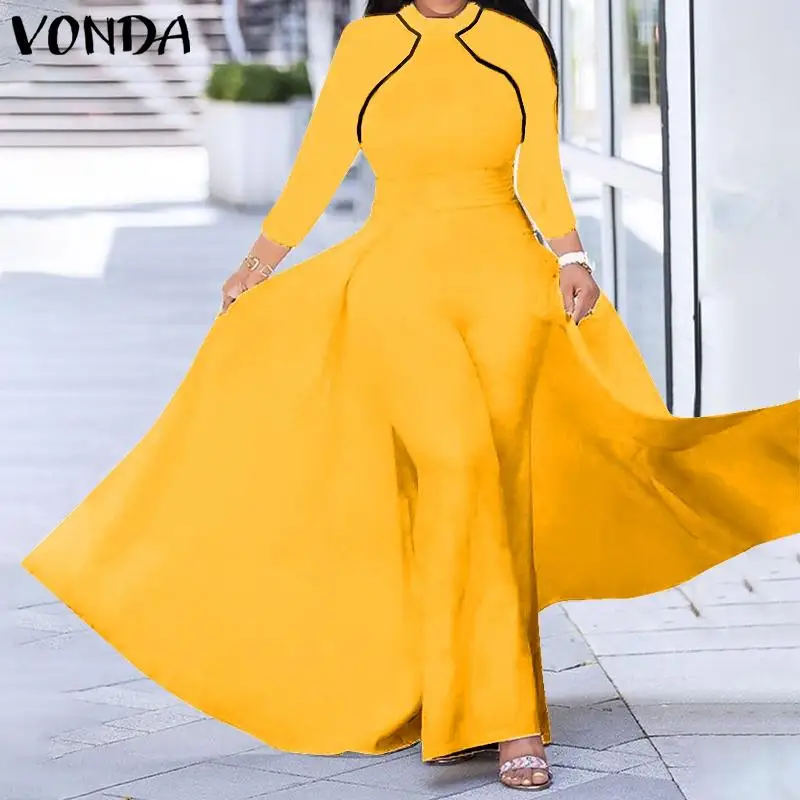 2021 VONDA Women Jumpsuits 3/4 Sleeve Palazzo Pants Wide Leg Long Trousers Loose Pantalon Office Overalls Oversized Pantalones
2021 VONDA Women Jumpsuits 3/4 Sleeve Palazzo Pants Wide Leg Long Trousers Loose Pantalon Office Overalls Oversized Pantalones