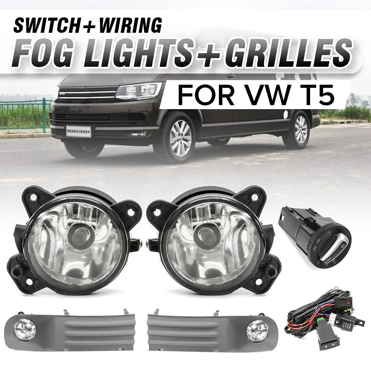 1Pair Front Bumper Fog Light Angel Eyes Wiring Harness Daytime Running Light Plastic Black Kit for VW T5 TRANSPORTER 2003-2010
1Pair Front Bumper Fog Light Angel Eyes Wiring Harness Daytime Running Light Plastic Black Kit for VW T5 TRANSPORTER 2003-2010