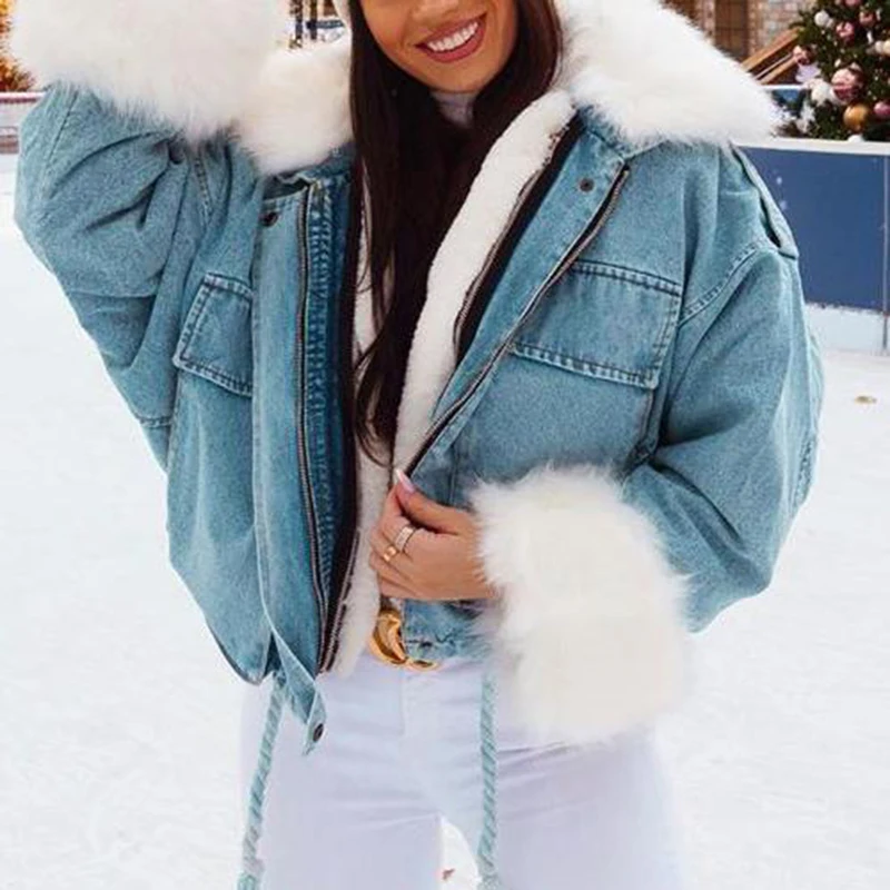 denim chaquetas oversize Casual Jacket Women Long Sleeve Short Thick Coats Elegant Winter Outwear fur collar overcoats tops 2021
denim chaquetas oversize Casual Jacket Women Long Sleeve Short Thick Coats Elegant Winter Outwear fur collar overcoats tops 2021