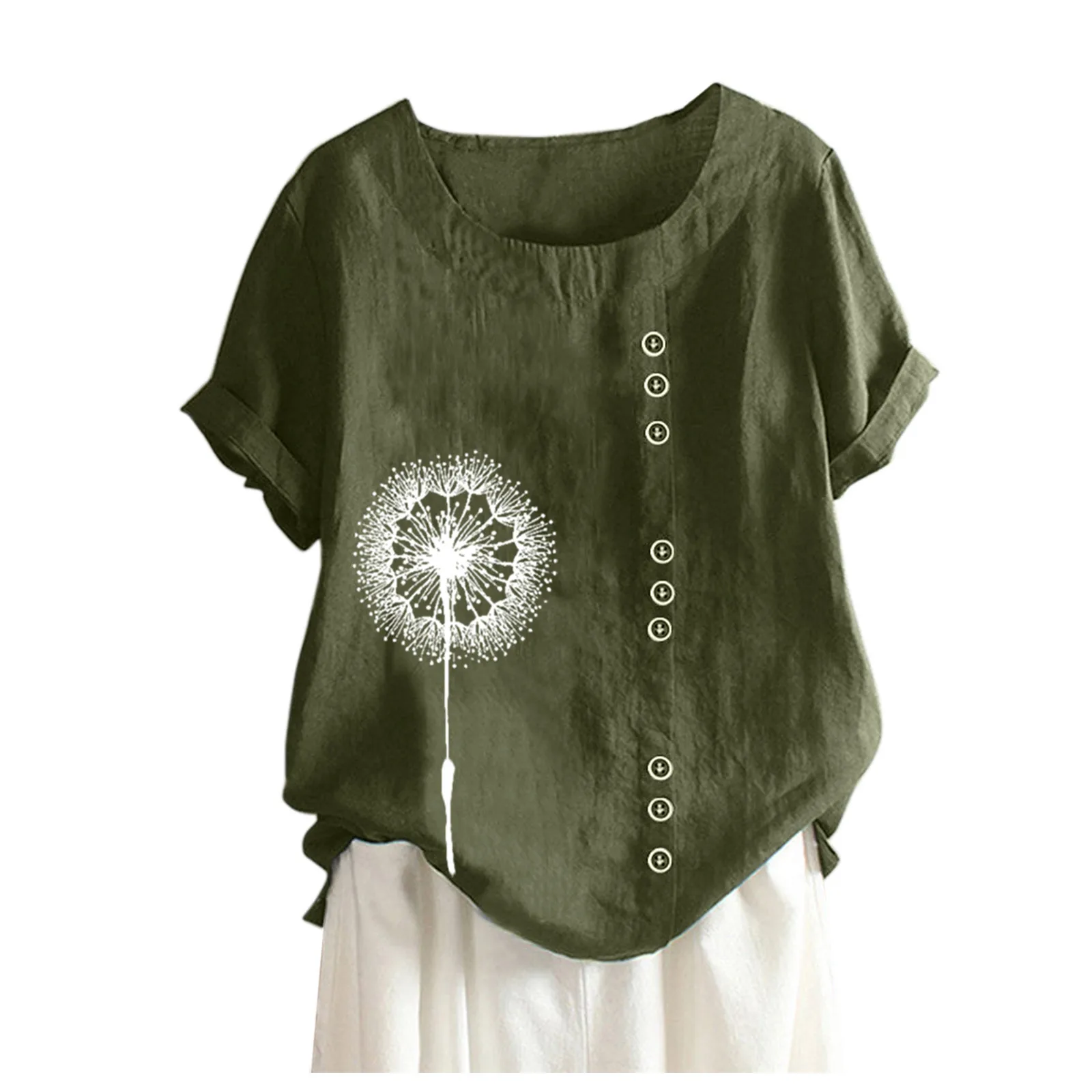 Women Shirt Casual Flower Print Tops Cotton And Linen Short Sleeve Tshirt Button Shirt Tops Blouse Womens Tops and Blouses
Women Shirt Casual Flower Print Tops Cotton And Linen Short Sleeve Tshirt Button Shirt Tops Blouse Womens Tops and Blouses