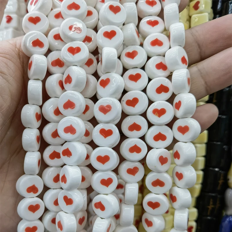 15pcs 10mm Red Heart White Ceramic Beads DIY Loose Spacer Flat Round Ceramics Bead For Jewelry Making Bracelet Necklace
15pcs 10mm Red Heart White Ceramic Beads DIY Loose Spacer Flat Round Ceramics Bead For Jewelry Making Bracelet Necklace