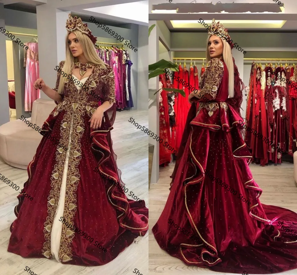 Traiditional Kosovo Burgundy Evening Dresses Long Sleeves Morrocan Kaftan Prom Dress Beaded Party Gown Celebrity Sukienki
Traiditional Kosovo Burgundy Evening Dresses Long Sleeves Morrocan Kaftan Prom Dress Beaded Party Gown Celebrity Sukienki
