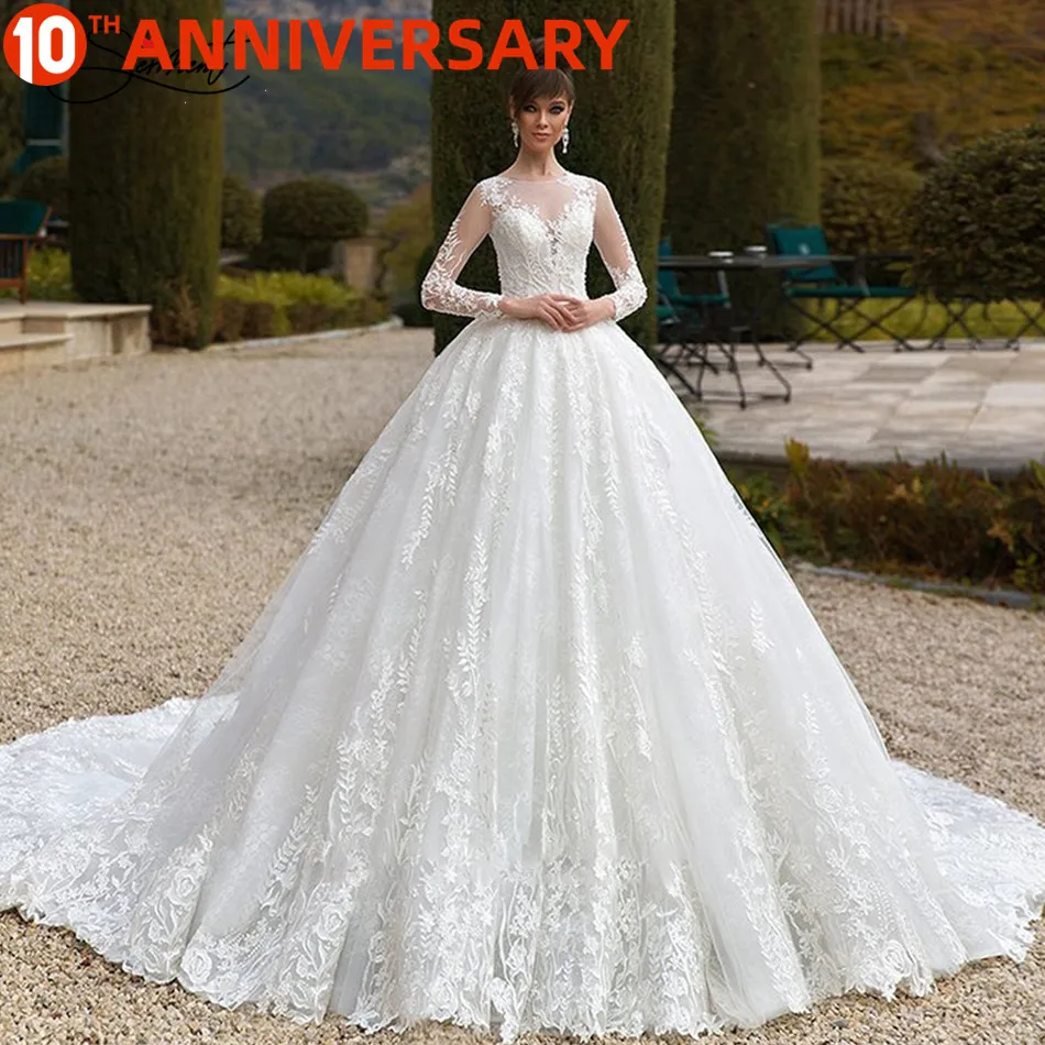 BAZIIINGAAA Luxury Wedding Dress Long Sleeve Turtleneck Applique Lace Wedding Noble Applique Muslim Brides Support Tailor-made 
BAZIIINGAAA Luxury Wedding Dress Long Sleeve Turtleneck Applique Lace Wedding Noble Applique Muslim Brides Support Tailor-made
