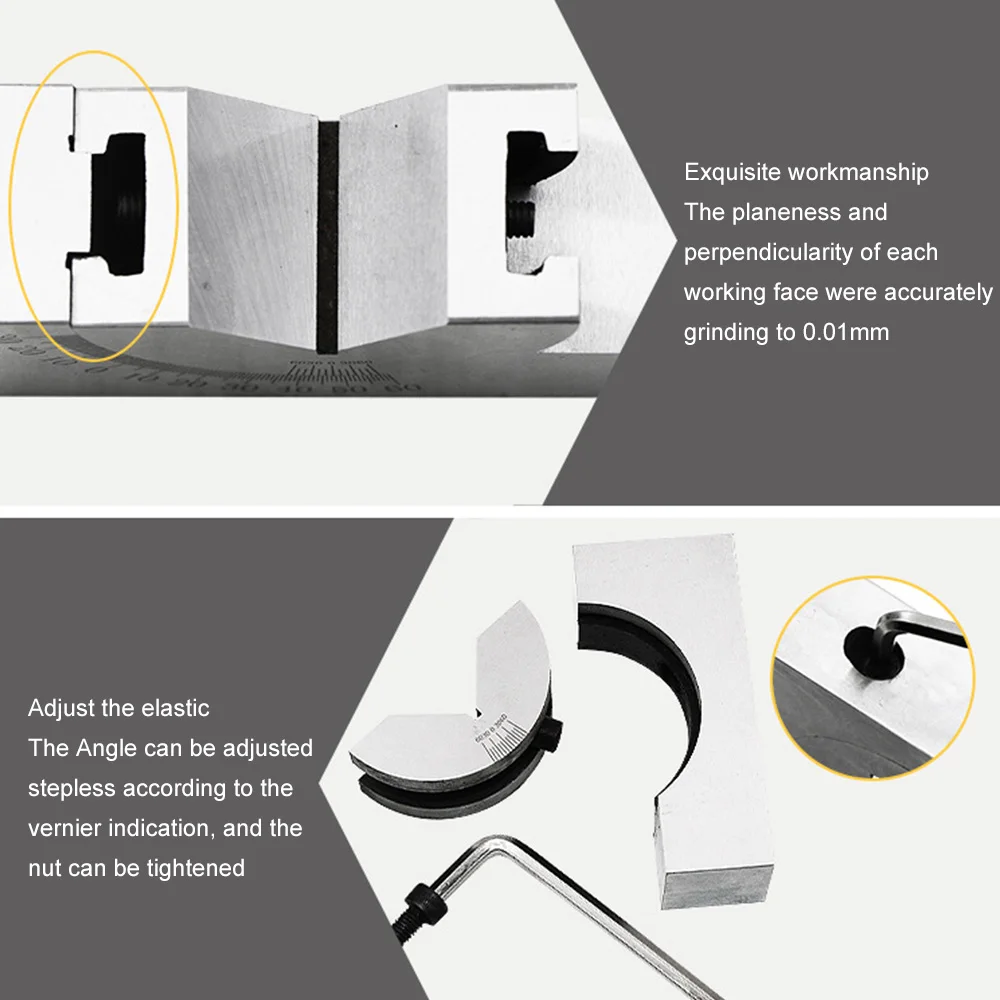 Высокоточный угловой V-образный блок с регулируемым углом от 0 до 60 градусов микро