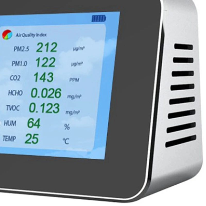 Air Pollution Monitor PM2.5/PM10/HCHO/TVOC/CO2 Monoxide Meter Sensor Analyzer Detector Measurement Air Tester Indoor
Air Pollution Monitor PM2.5/PM10/HCHO/TVOC/CO2 Monoxide Meter Sensor Analyzer Detector Measurement Air Tester Indoor