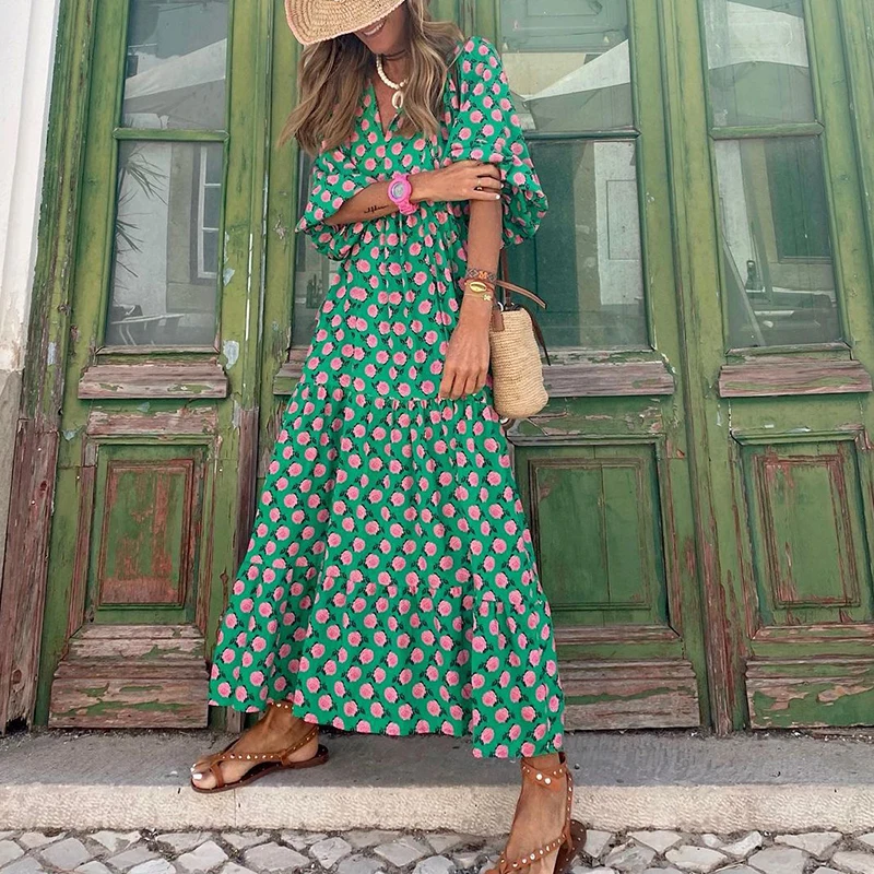 Autumn Drawstring Vintage Women Loose Dress Fashion Half Sleeve Long Party Dresses Casual Printed V Neck Elegant Dress Vestidos
Autumn Drawstring Vintage Women Loose Dress Fashion Half Sleeve Long Party Dresses Casual Printed V Neck Elegant Dress Vestidos