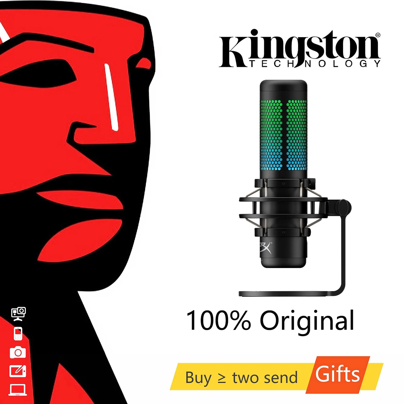 Профессиональный электронный спортивный микрофон Kingston HyperX QuadCast S для компьютера