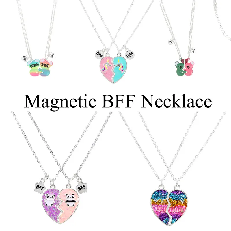A Girl' Magnetic BFF Necklace 2Pcs/Set Heart-shaped Best Friends Necklaces Couples Chain Friendship Gifts for Girl Women | Украшения и