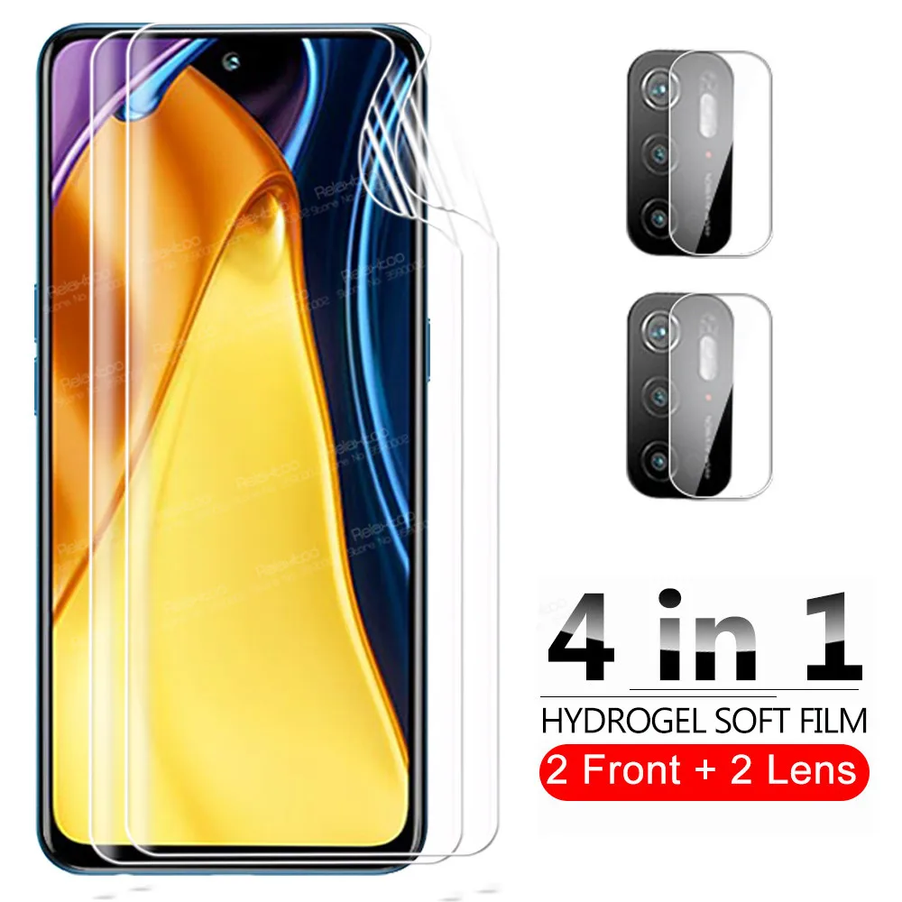 4-в-1 Передняя Гидрогелевая пленка для камеры Xiaomi Poco M3 Pro F3 X3 NFC Mi Pocco Pocophone Poko Poxo F X M 3
