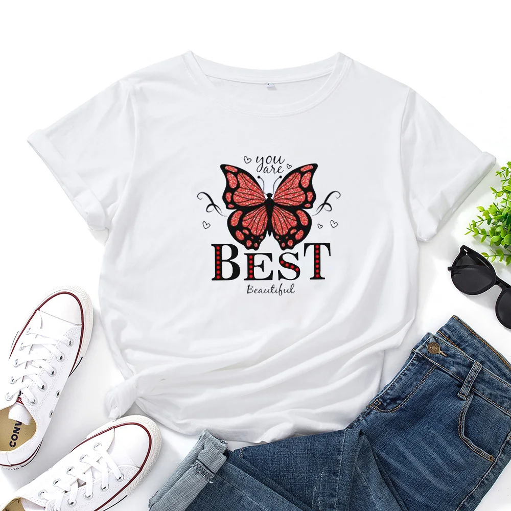 Женская футболка с принтом бабочка летняя повседневная | одежда