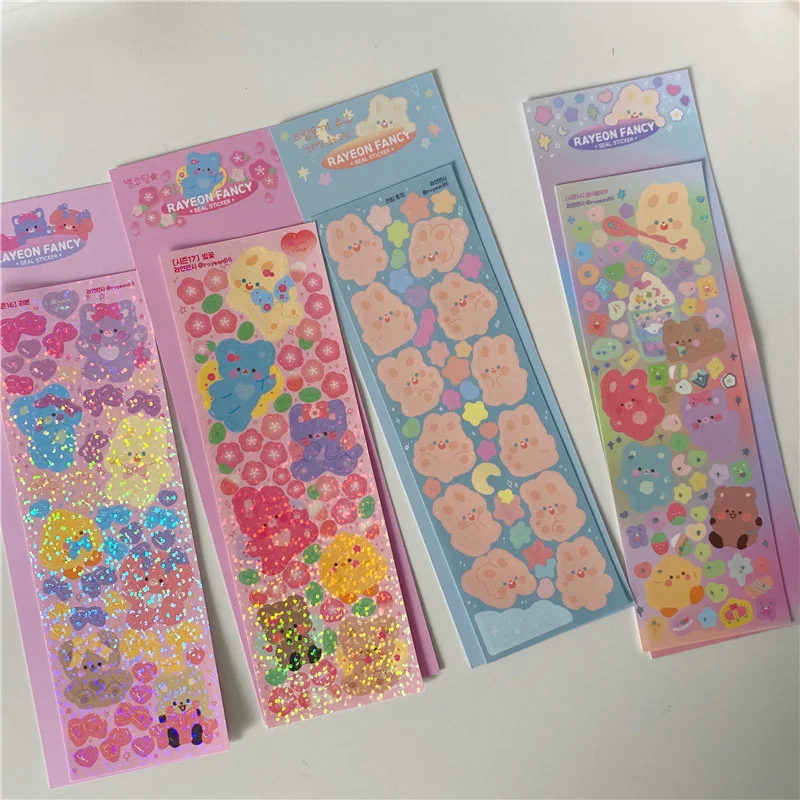 1 PC Cute Rabbit Bear Blingbling Label Laser Mobile Account Lucky Plan Writing Goods DIY Decorative Material Glowing Stickers
1 PC Cute Rabbit Bear Blingbling Label Laser Mobile Account Lucky Plan Writing Goods DIY Decorative Material Glowing Stickers