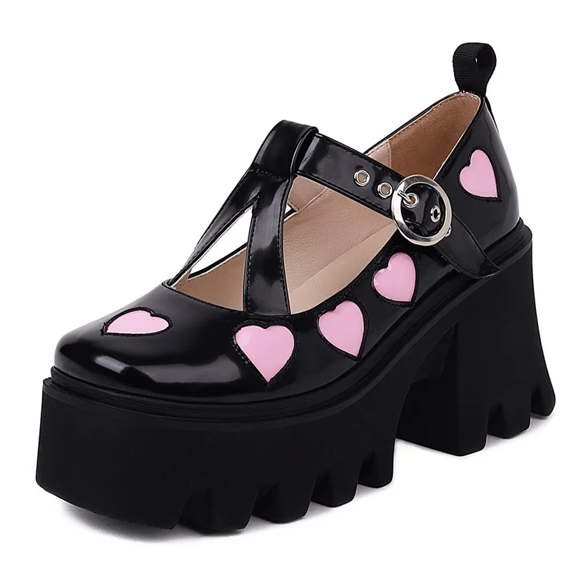 Gdgydh White Womens Platform Pumps Heart T-Strap Creepers Chunky High Heel Shoes Punk Retro British Style Black Harajuku Japan
Gdgydh White Womens Platform Pumps Heart T-Strap Creepers Chunky High Heel Shoes Punk Retro British Style Black Harajuku Japan