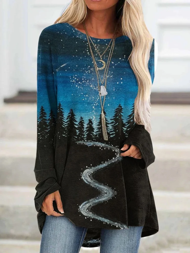 Women's Winter Fashion Round Neck Sports Casual Plus Size Blouse Art Painting Mountain Forest Print Shirt Favourite Hot Sale
Women's Winter Fashion Round Neck Sports Casual Plus Size Blouse Art Painting Mountain Forest Print Shirt Favourite Hot Sale