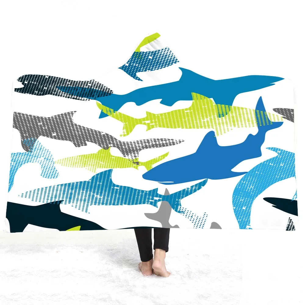 3D Print Cartoon Shark Blankets for Adults Kids Warm Wearable Fleece Blankets Microfiber Home Indoor Outdoor Hooded Blanket
3D Print Cartoon Shark Blankets for Adults Kids Warm Wearable Fleece Blankets Microfiber Home Indoor Outdoor Hooded Blanket