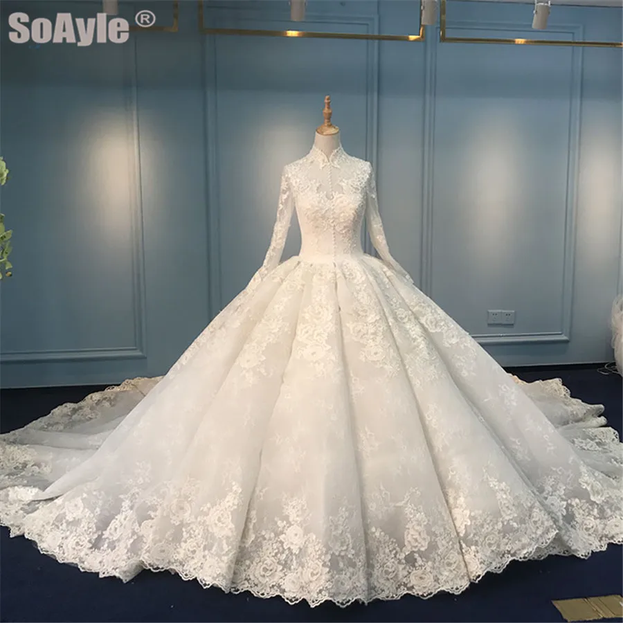 Свадебное платье SoAyle, с кружевной аппликацией, высоким воротом, длинными рукавами, мусульманское, белое, с пуговицами на спине
Свадебное платье SoAyle, с кружевной аппликацией, высоким воротом, длинными рукавами, мусульманское, белое, с пуговицами на спине