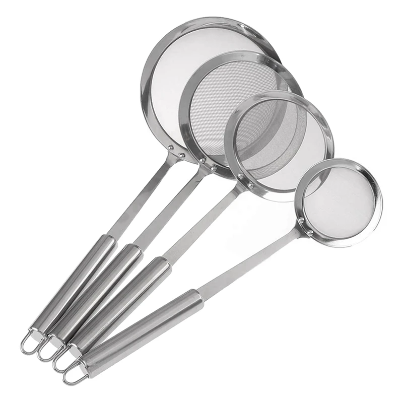 4 Pcs Stainless Steel Kitchen Colander,Sieve Colander with Long Handle,Fine Mesh Strainers for Cooking,Baking,Flour
4 Pcs Stainless Steel Kitchen Colander,Sieve Colander with Long Handle,Fine Mesh Strainers for Cooking,Baking,Flour