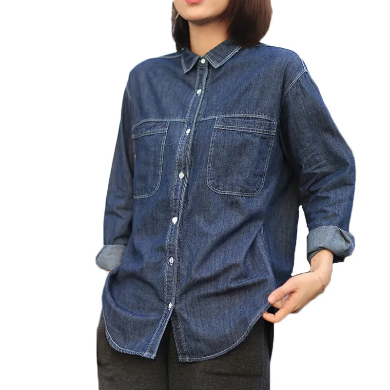 Denim Shirt For Women 2021 Spring New Simple Casual Plus Size Loose Slim Lapel Long Sleeve Shirt Female LR1112
Denim Shirt For Women 2021 Spring New Simple Casual Plus Size Loose Slim Lapel Long Sleeve Shirt Female LR1112