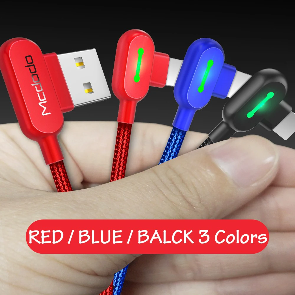 MCDODO 90 градусов USB кабель для зарядки быстрая зарядка мобильный телефон зарядное