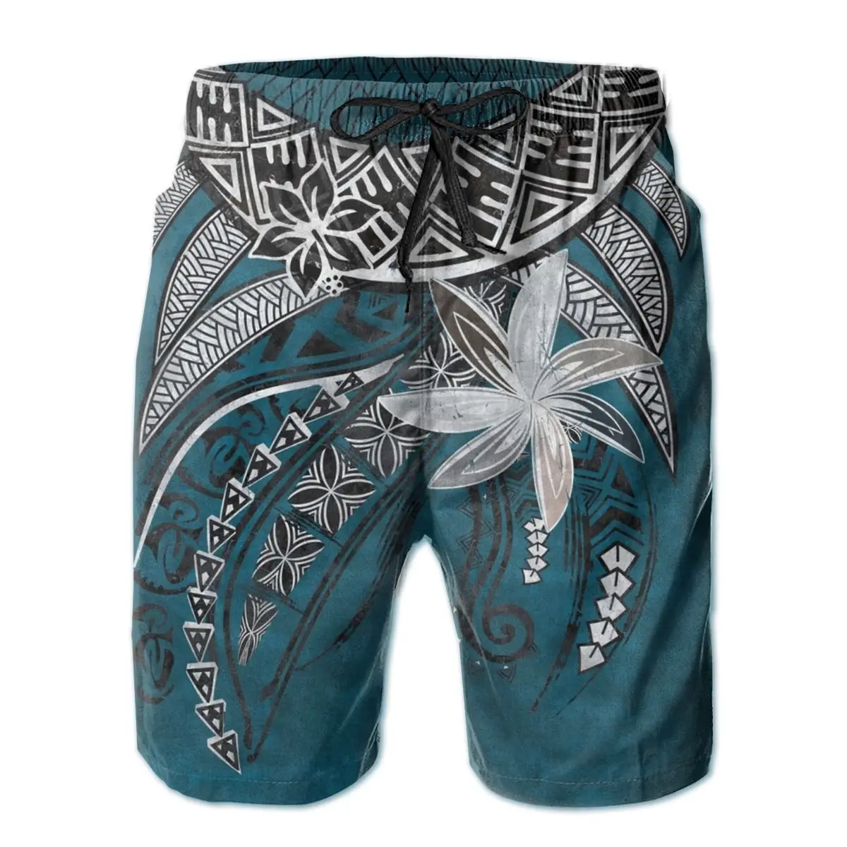 

Mens Short Blue Hawaii Polynesian Tribal Threads Surfing Beach Board Shorts Swimming Sport Cute Quick Shorts for adult