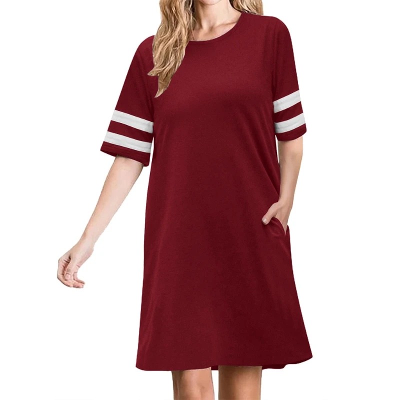 Women Summer Short Sleeves Stripe Round Neck Loose Mini Dress Female Casual Dress Streetwear
Women Summer Short Sleeves Stripe Round Neck Loose Mini Dress Female Casual Dress Streetwear