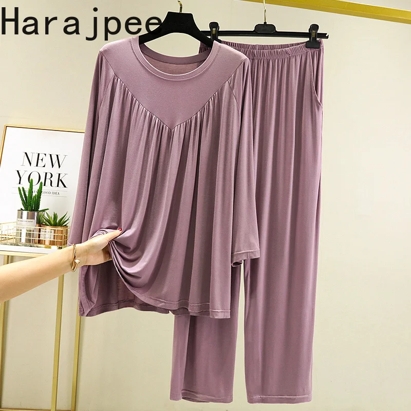 Harajpee Modal Pajamas Women's Spring and Autumn Loose Round Neck Home Suit Fat MM Outer Wear Leisure Solid Color Two-piece Set
Harajpee Modal Pajamas Women's Spring and Autumn Loose Round Neck Home Suit Fat MM Outer Wear Leisure Solid Color Two-piece Set